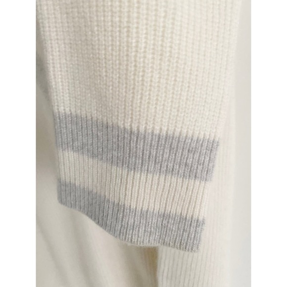 Rag & Bone Women's Cream Gray Cashmere Varsity Sweater Neutral Quiet Luxury Soft - Picture 6 of 11